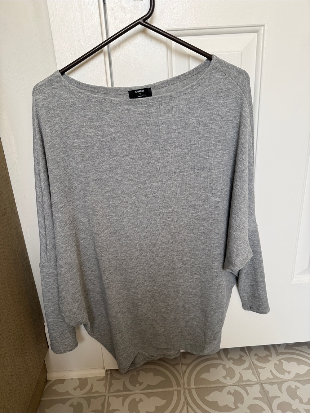 Express Light Grey Boatneck Dolman Sleeve Top